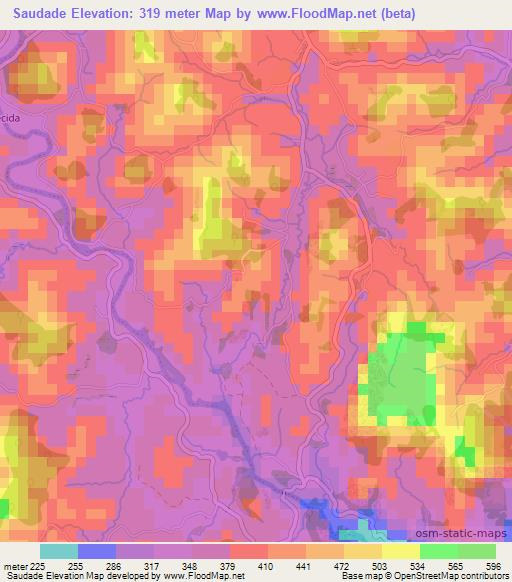 Saudade,Brazil Elevation Map