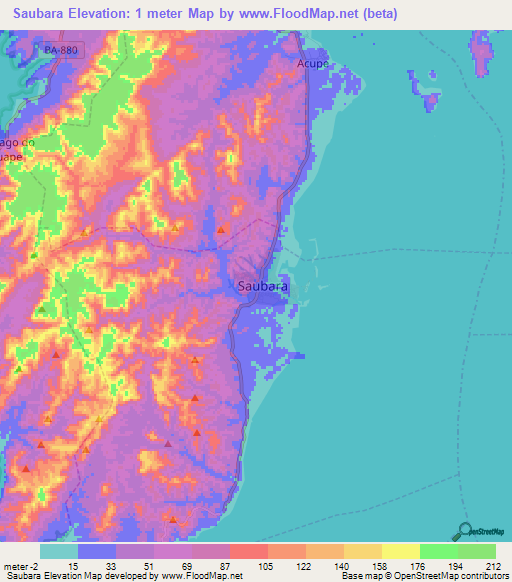 Saubara,Brazil Elevation Map