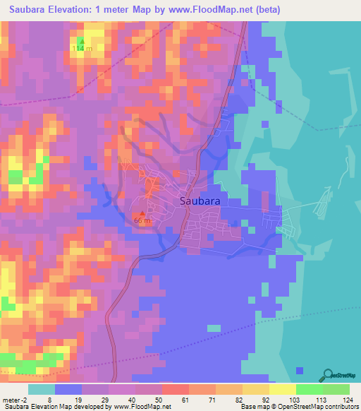 Saubara,Brazil Elevation Map