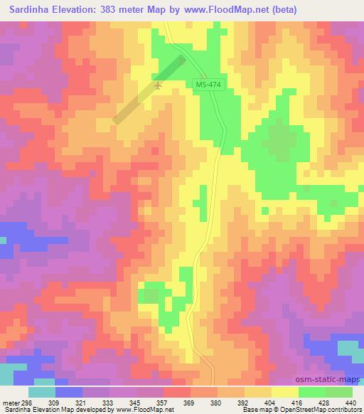 Sardinha,Brazil Elevation Map