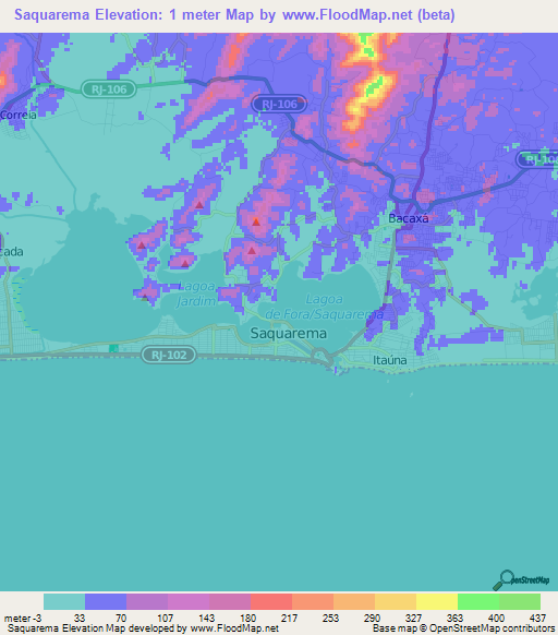 Saquarema,Brazil Elevation Map
