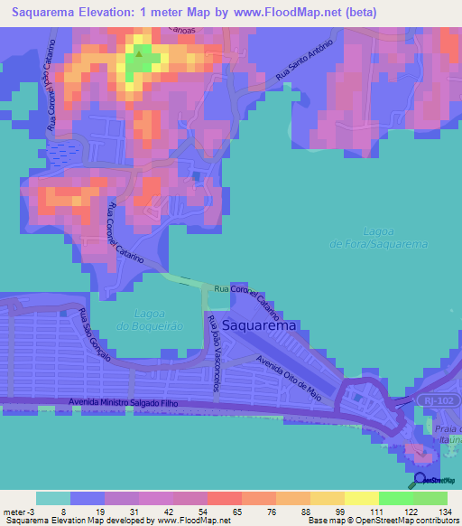 Saquarema,Brazil Elevation Map