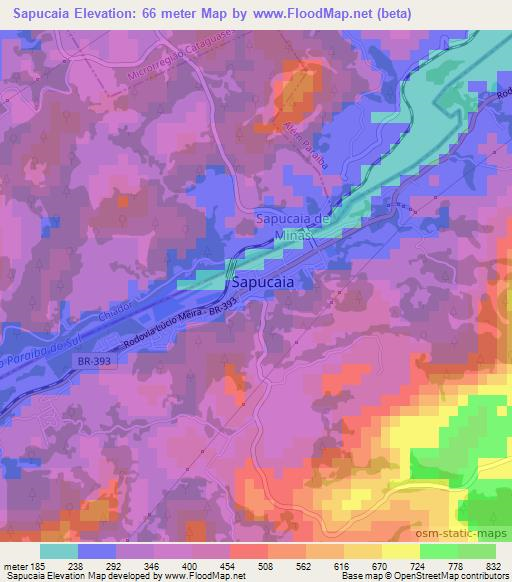 Sapucaia,Brazil Elevation Map