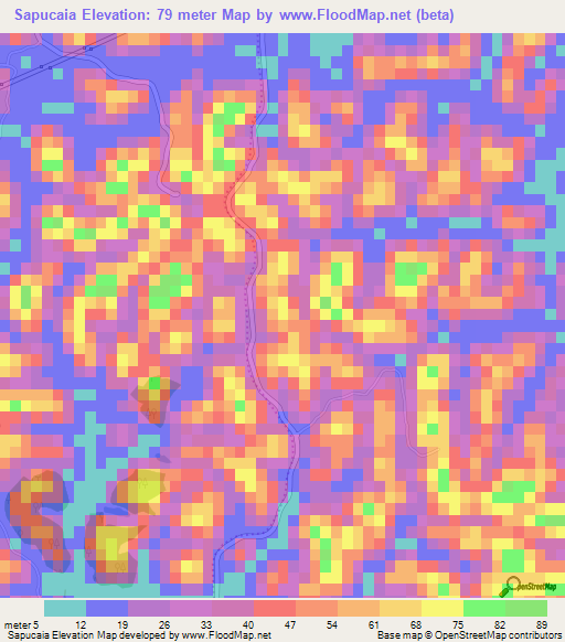 Sapucaia,Brazil Elevation Map