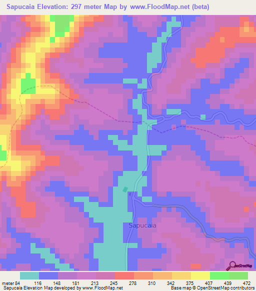 Sapucaia,Brazil Elevation Map