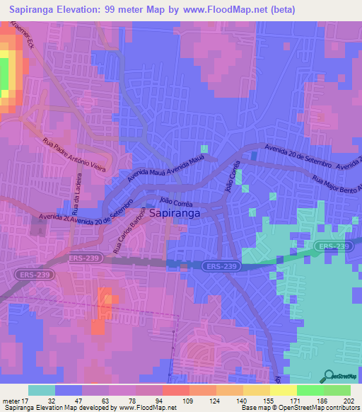 Sapiranga,Brazil Elevation Map