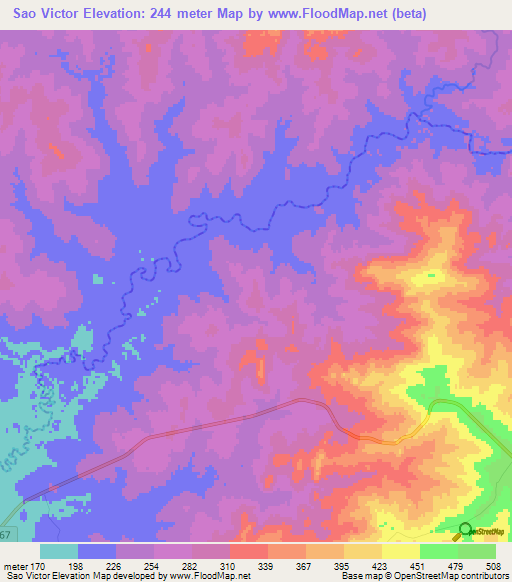 Sao Victor,Brazil Elevation Map