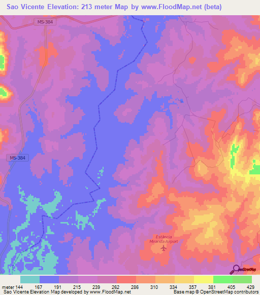 Sao Vicente,Brazil Elevation Map