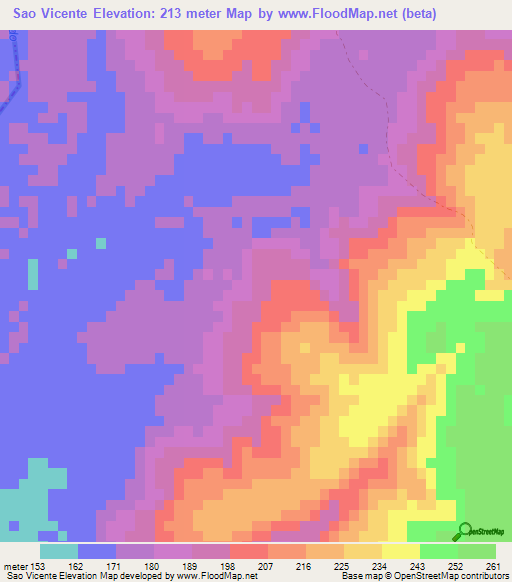 Sao Vicente,Brazil Elevation Map