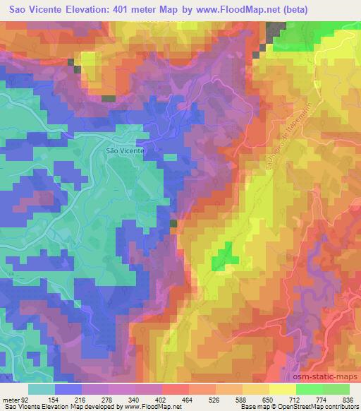 Sao Vicente,Brazil Elevation Map