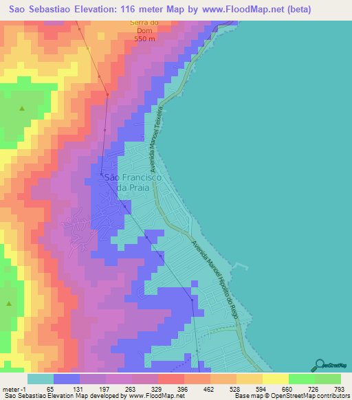 Sao Sebastiao,Brazil Elevation Map