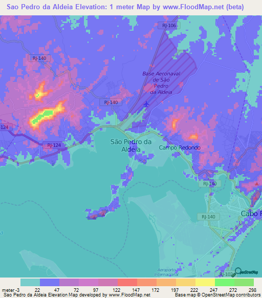 Sao Pedro da Aldeia,Brazil Elevation Map