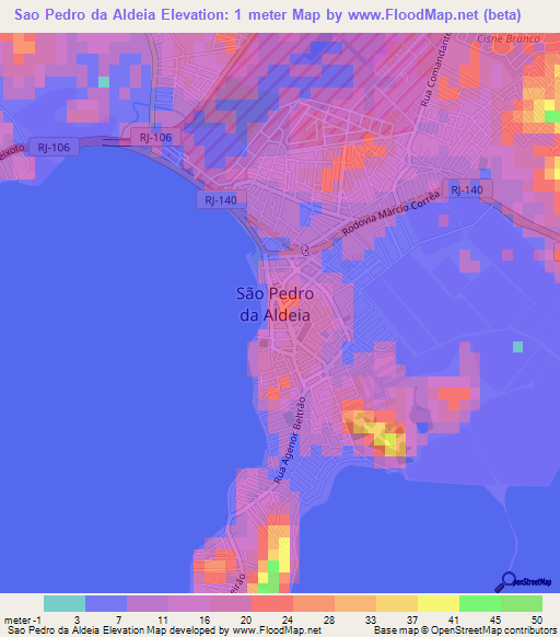 Sao Pedro da Aldeia,Brazil Elevation Map