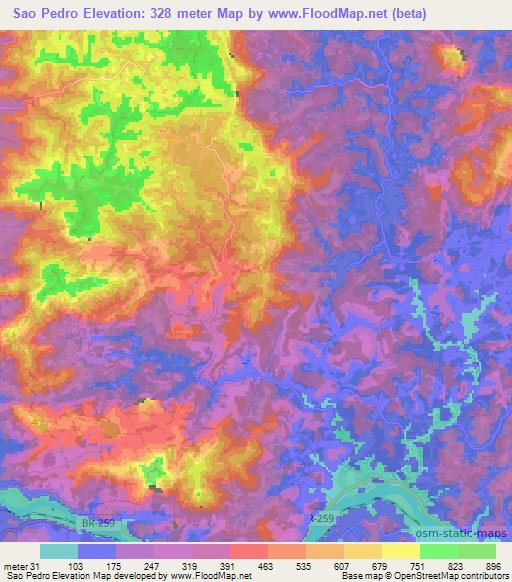 Sao Pedro,Brazil Elevation Map