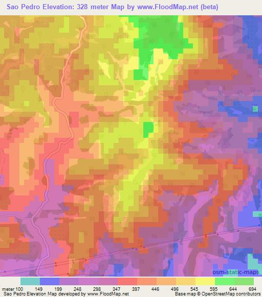 Sao Pedro,Brazil Elevation Map