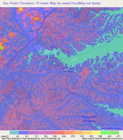 Sao Paulo,Brazil Elevation Map