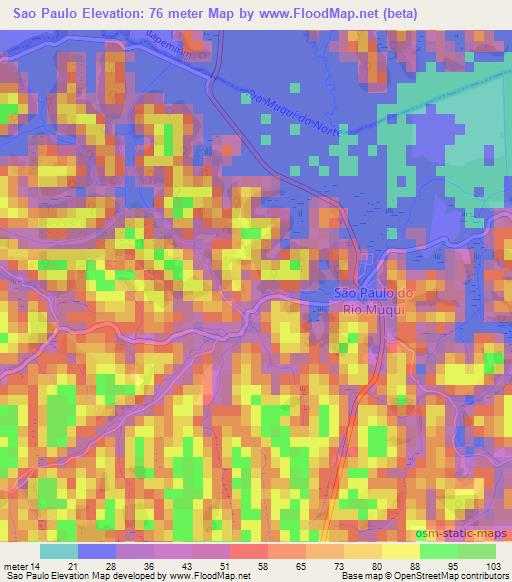 Sao Paulo,Brazil Elevation Map