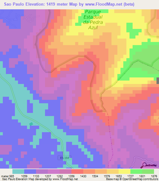 Sao Paulo,Brazil Elevation Map