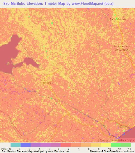 Sao Martinho,Brazil Elevation Map