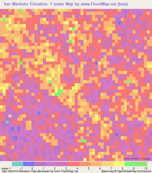 Sao Martinho,Brazil Elevation Map