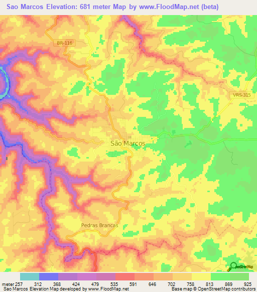 Sao Marcos,Brazil Elevation Map