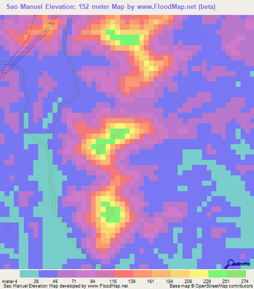 Sao Manuel,Brazil Elevation Map