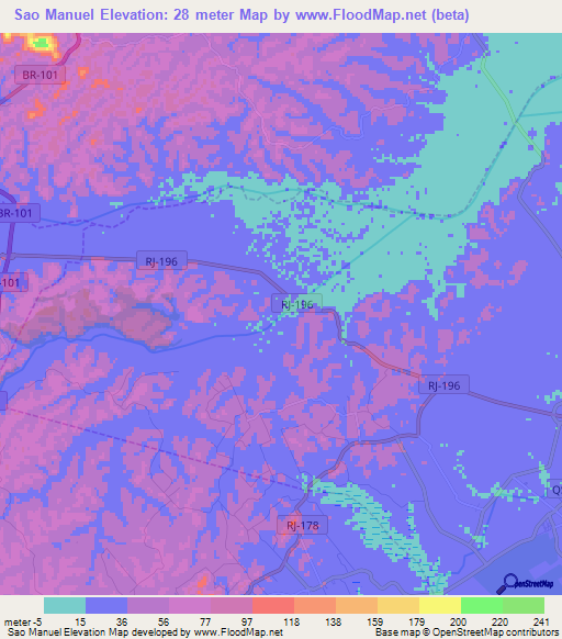 Sao Manuel,Brazil Elevation Map