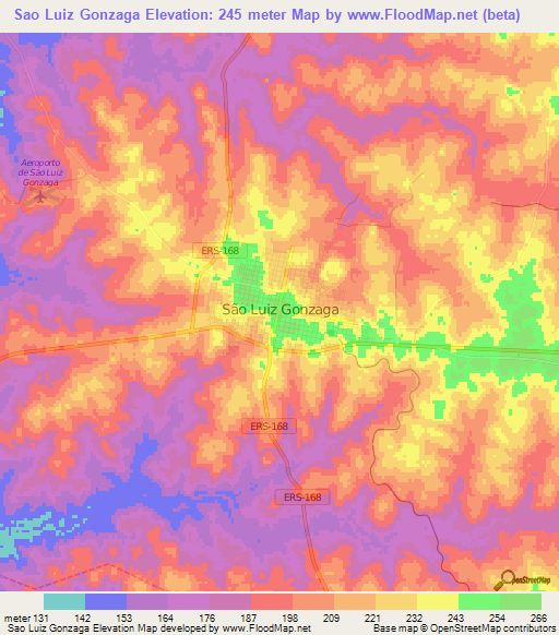 Sao Luiz Gonzaga,Brazil Elevation Map