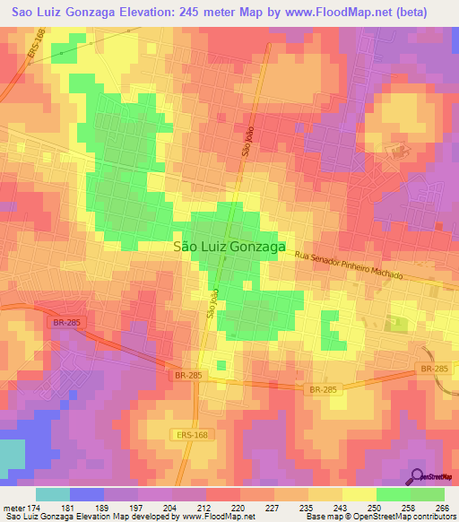 Sao Luiz Gonzaga,Brazil Elevation Map