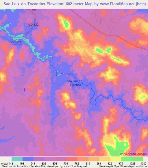 Sao Luiz do Tocantins,Brazil Elevation Map