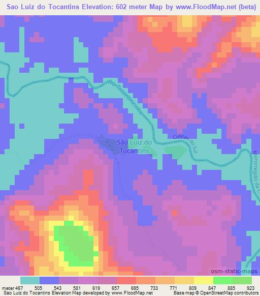 Sao Luiz do Tocantins,Brazil Elevation Map