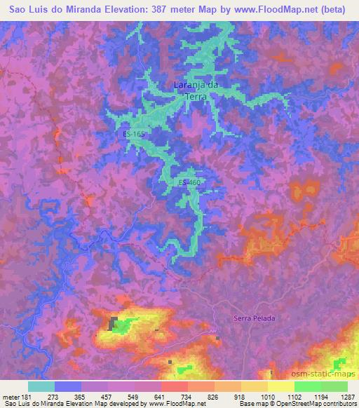 Sao Luis do Miranda,Brazil Elevation Map