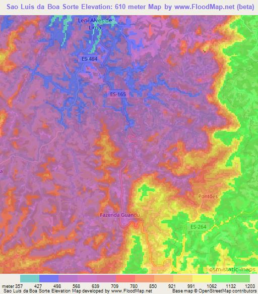 Sao Luis da Boa Sorte,Brazil Elevation Map