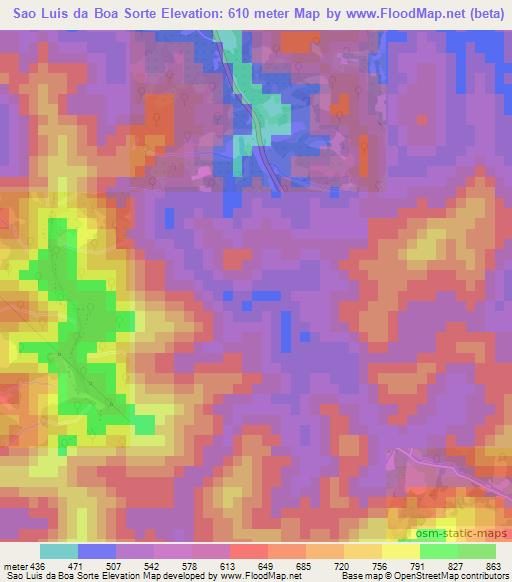 Sao Luis da Boa Sorte,Brazil Elevation Map