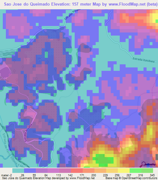 Sao Jose do Queimado,Brazil Elevation Map