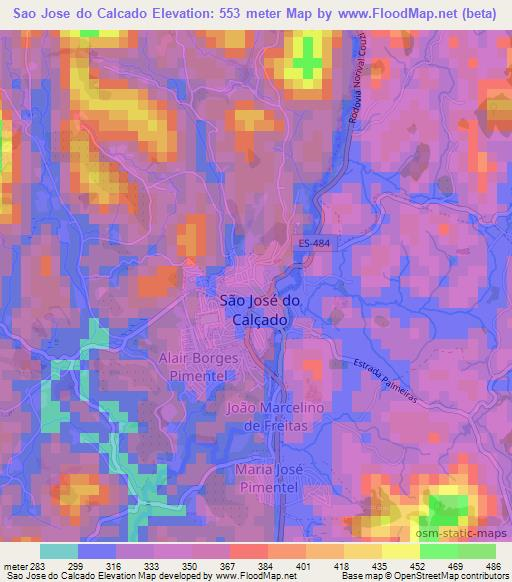 Sao Jose do Calcado,Brazil Elevation Map