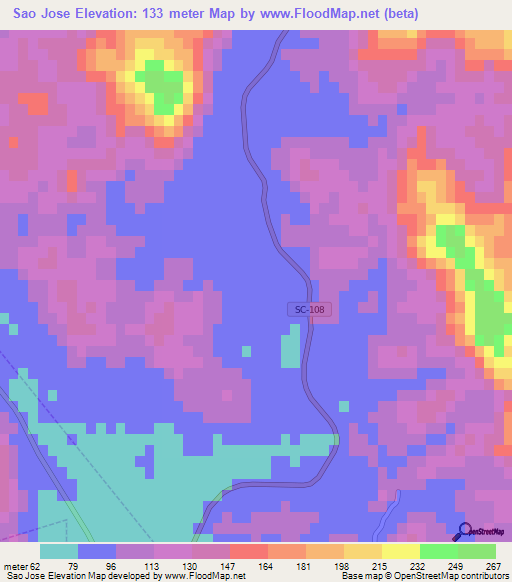 Sao Jose,Brazil Elevation Map