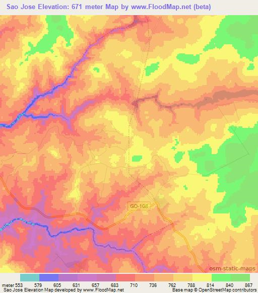 Sao Jose,Brazil Elevation Map