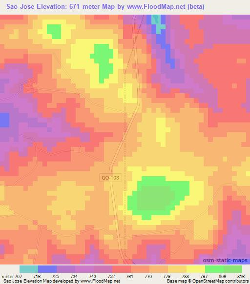 Sao Jose,Brazil Elevation Map