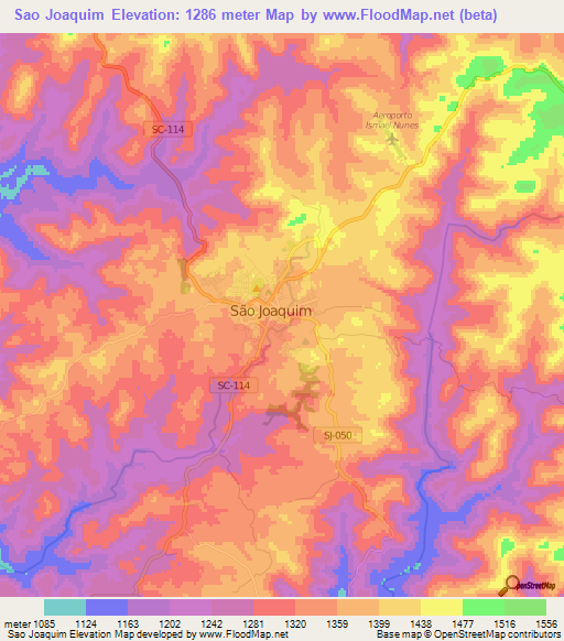 Sao Joaquim,Brazil Elevation Map