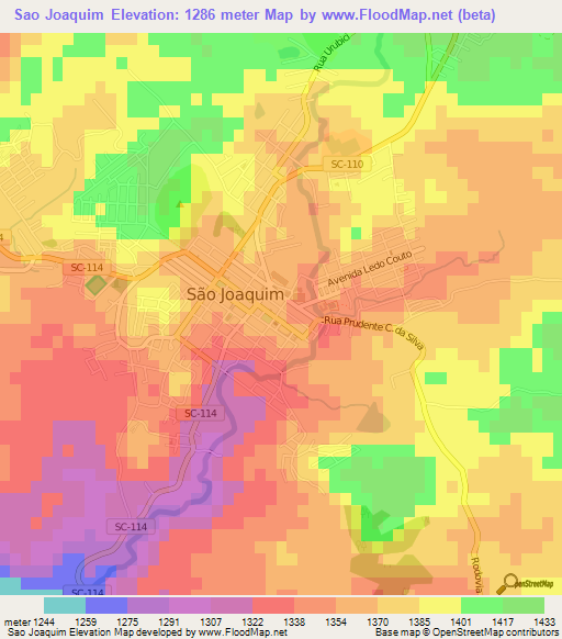 Sao Joaquim,Brazil Elevation Map