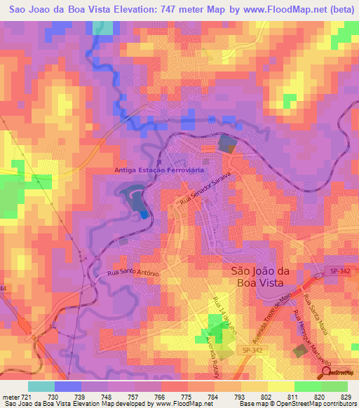 Sao Joao da Boa Vista,Brazil Elevation Map