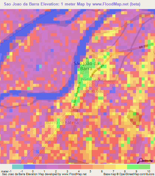 Sao Joao da Barra,Brazil Elevation Map