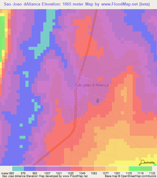 Sao Joao dAlianca,Brazil Elevation Map