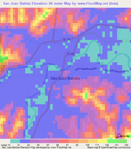 Sao Joao Batista,Brazil Elevation Map