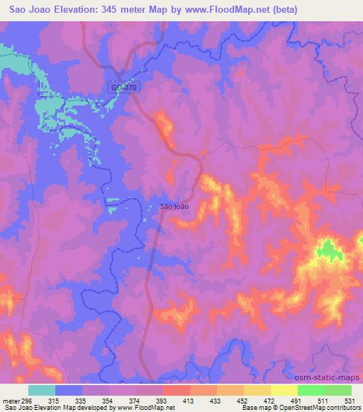 Sao Joao,Brazil Elevation Map