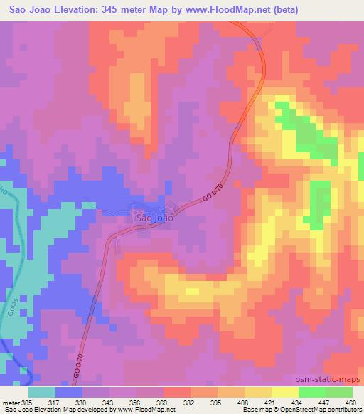 Sao Joao,Brazil Elevation Map