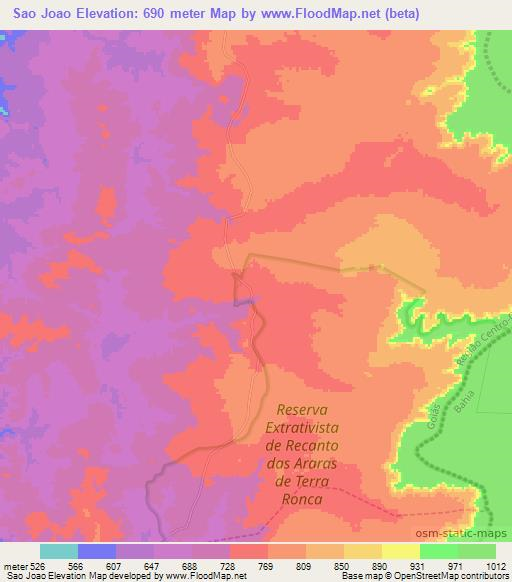 Sao Joao,Brazil Elevation Map