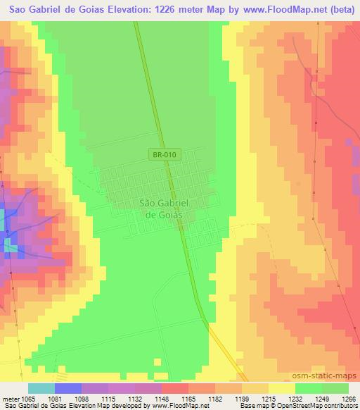 Sao Gabriel de Goias,Brazil Elevation Map