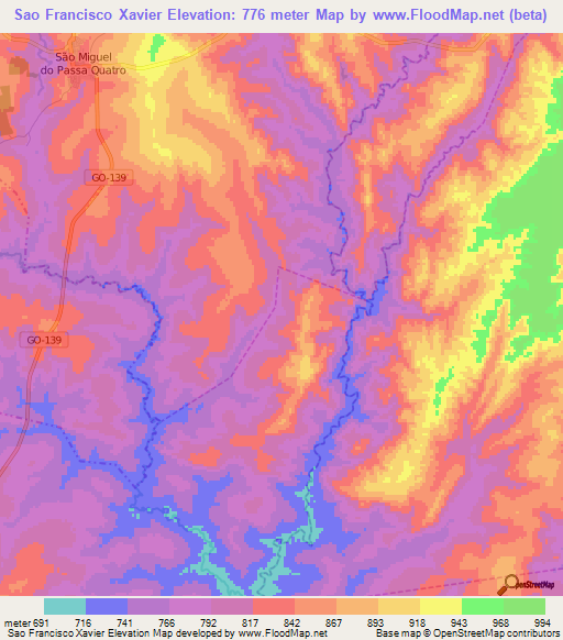 Sao Francisco Xavier,Brazil Elevation Map